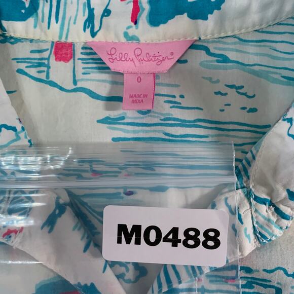 Lilly Pulitzer 0 Cruiser Shirt Watch Out Lighthouse Print Blue Pink Coastal Sea - Picture 3 of 9